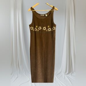 Amanda Smith Brown Appliquéd Floral Cottagecore Forest Fairy Dress Jumper Small